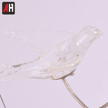 Indoor home dining hanging decoration lighting silver glass bird pendant lamp